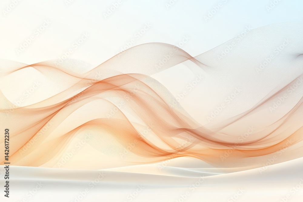 Poster Soft flowing waves of soft colors create a tranquil abstract background in a serene setting