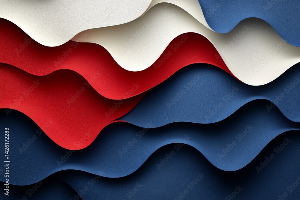 Aufkleber colorful waves of red, white, and blue display dynamic texture and design in an artistic backdrop