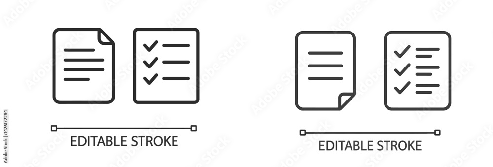 Fototapete Collection of web icons featuring line style documents and checklists designed for digital applications