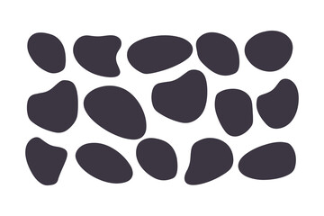 Abstract Organic Blob Shapes Collection in Dark Gray, Featuring Irregular, Fluid Forms Arranged on a Clean White Background