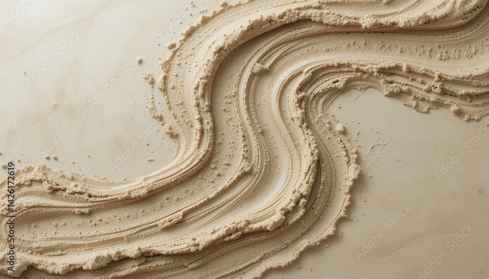 Poster Creating artistic patterns with soft sand beach shoreline photography natural light aerial view abstract conceptualization for visual art
