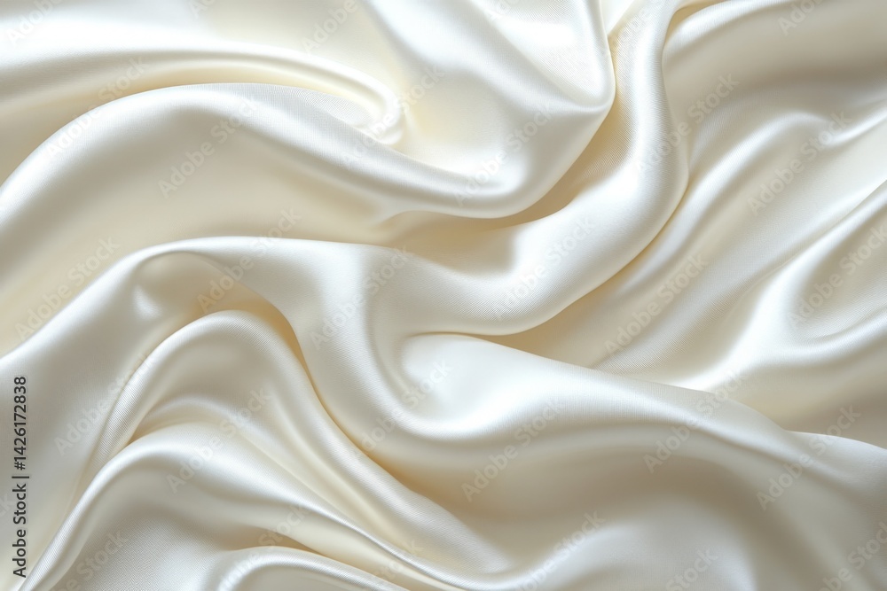 Aufkleber elegant white silk fabric flows smoothly, showcasing soft waves and luxurious texture for design ins