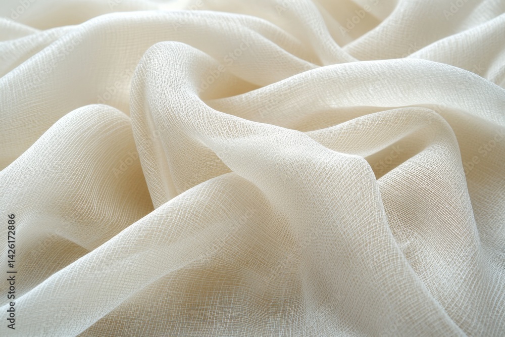 Poster soft white fabric draped elegantly across a surface, showcasing delicate texture and light flow