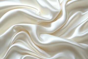 Elegant white silk fabric flows smoothly, showcasing soft waves and luxurious texture for design inspiration