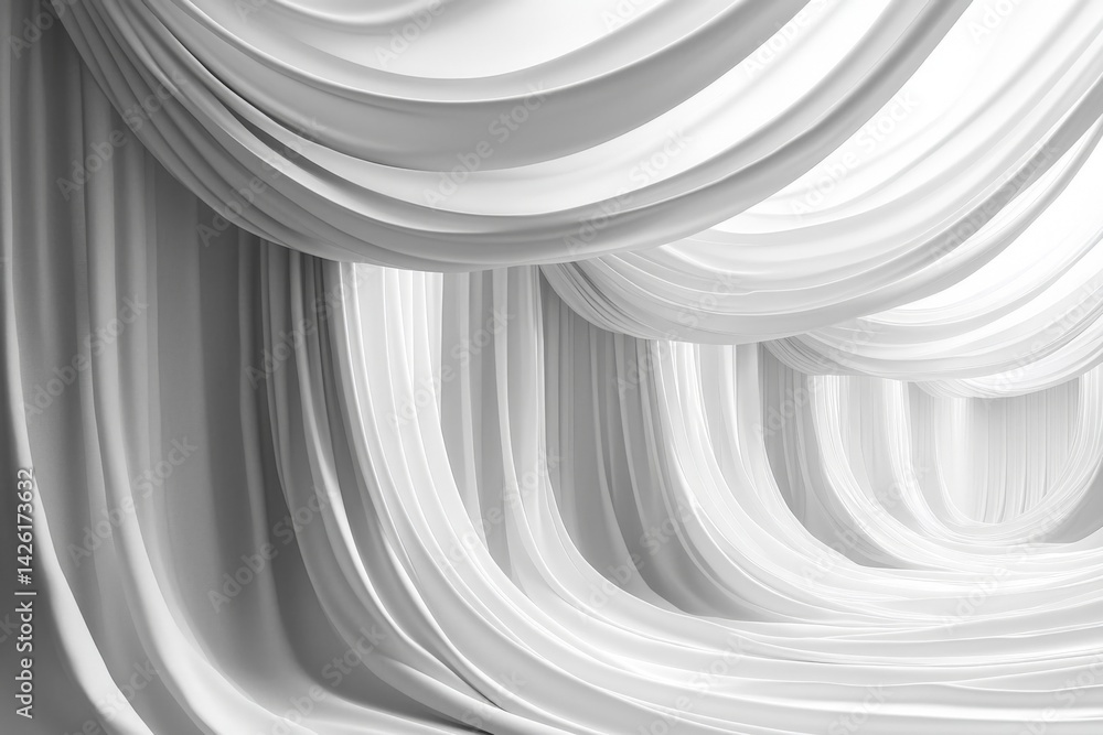 Poster Dramatic white fabric drapery creates an elegant and inviting atmosphere for events and gatherings in an indoor setting