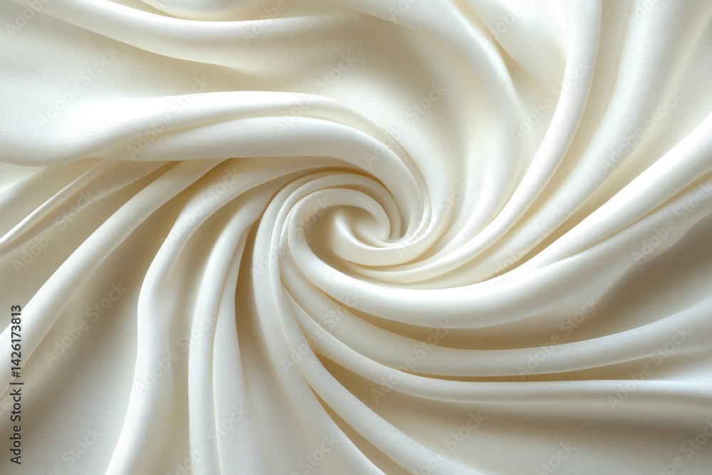 Poster soft white fabric swirling in a circular pattern creating an elegant textile appearance