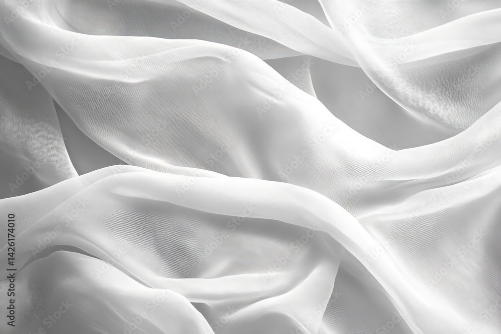 Poster light and airy white fabric drapes gracefully on a soft surface in a serene setting