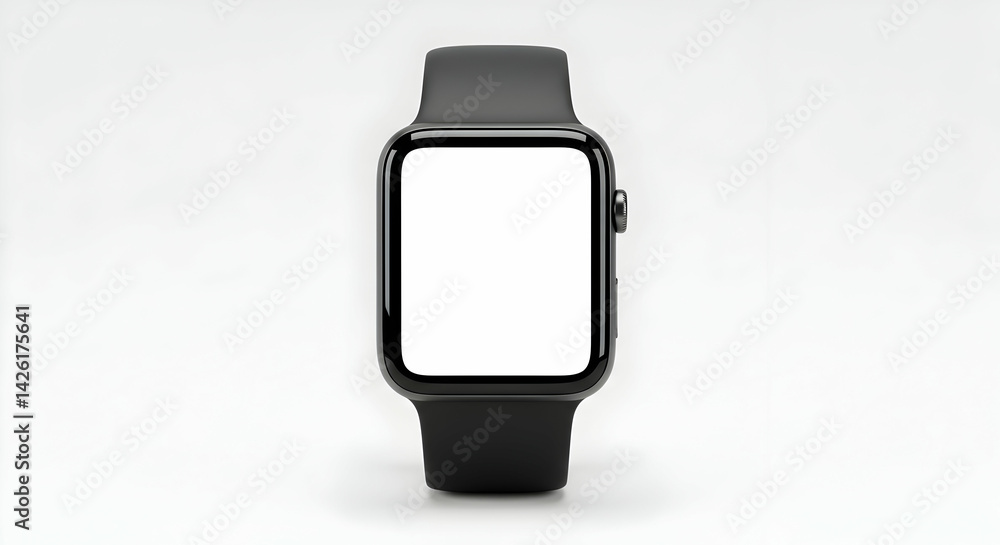 Poster smartwatch with blank screen on white background for customization