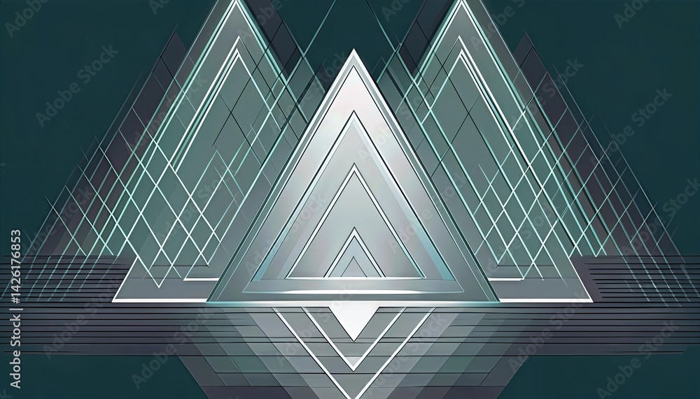 Poster striking modern triangle geometric element in minimalist palette, emphasizing clean lines and textur