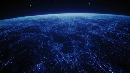 Fototapeta premium The dynamic skyline of the city shines brightly with the lights of its interconnected high-tech architecture