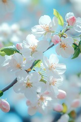 Lush Spring Outdoors Featuring Vibrant Apple Blossom Branches in Full Bloom