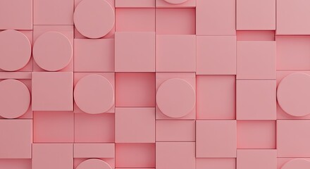Modern minimal pink geometric background design composed of clean simple overlapping flat vector shapes