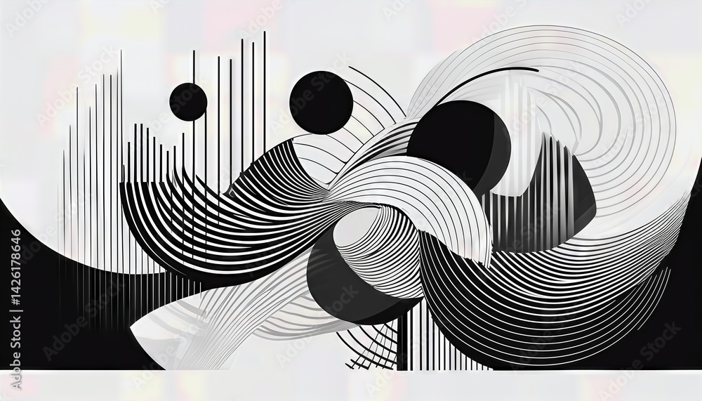 Poster striking monochrome abstraction a geometric masterpiece in grayscale, showcasing intricate patterns 