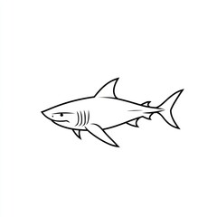 Fototapeta premium Simple black and white shark outline