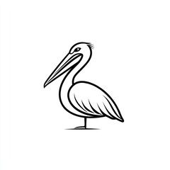 Fototapeta premium Simple Line Art Pelican Illustration