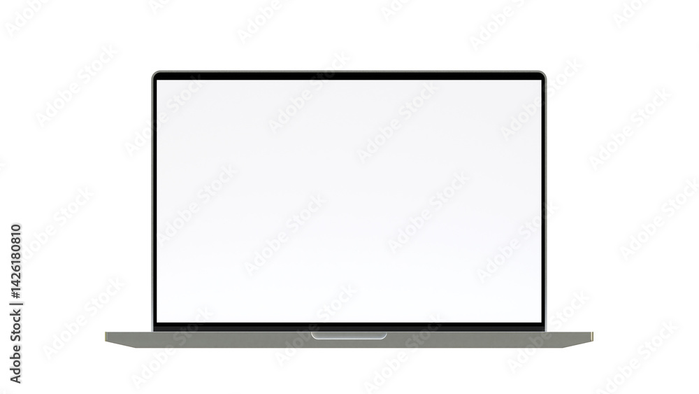 Poster laptop mockup with blank screen on a isolated background. 3d illustration rendering object. laptop c