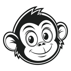 Minimalist Monkey Head Drawing Fun Cartoon Animal Outline