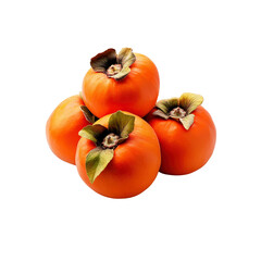 Four Ripe Persimmons on Transparent Background