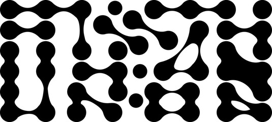 Morphing blob dot set.Connected meta circles for abstract patterns, stickers, badges, posters, and web projects.