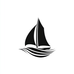 Fototapeta premium Sailboat icon, ocean waves, nautical design, website symbol
