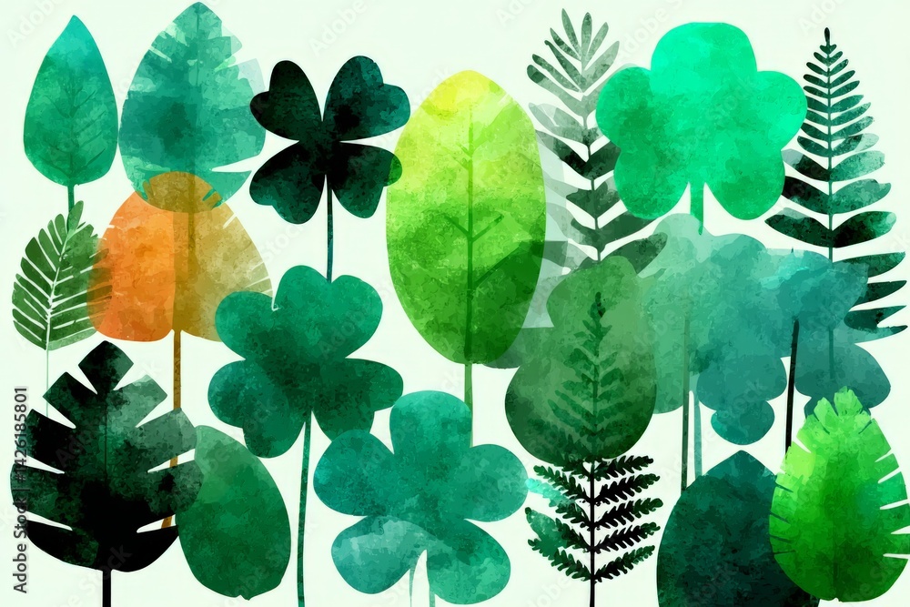 Poster vibrant tropical leaves create a lively and colorful backdrop for a refreshing nature-inspired desig