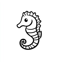 Fototapeta premium Cute cartoon seahorse, ocean background, kids illustration, coloring book
