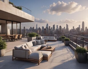 Modern city view apartment, luxury rooftop terrace , design, terrace, building