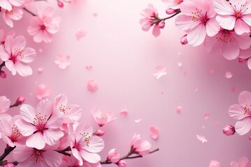 Fototapeta premium Soft pastel pink sakura, full bloom scattered pattern, light pink, design, flower petals