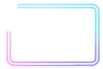 purple frame for text, neon colour lights rectangular frame on transparent background 