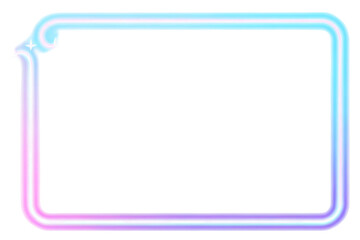 blue frame for any text, neon colour lights rectangular frame on transparent background 