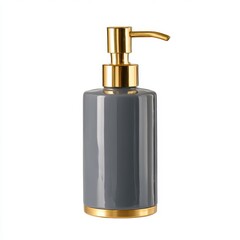 Obraz premium Gray and gold soap dispenser isolated isolated on white background