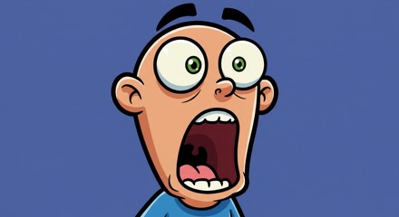 Boy with wide eyes and open mouth expressing shock against a blue background