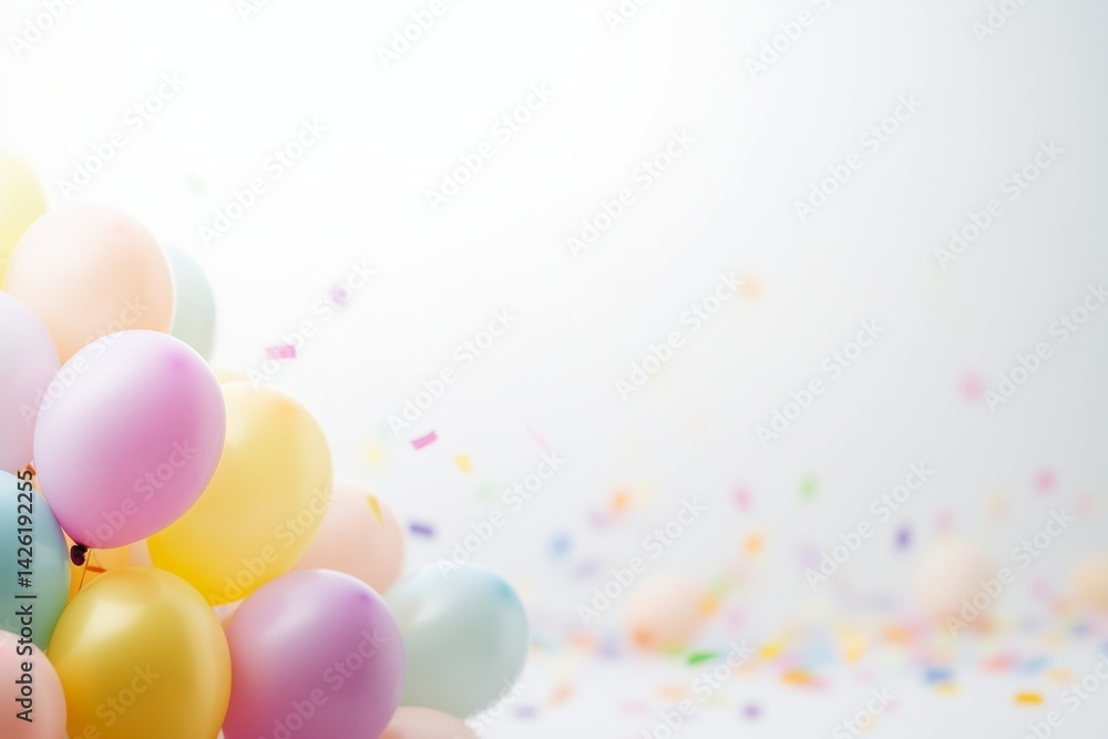 Aufkleber pastel balloons float in a bright, cheerful setting, enhancing a festive birthday atmosphere while p
