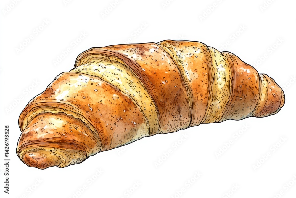 Poster freshly baked croissant with golden layers displayed on a clean surface