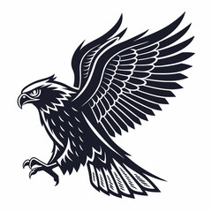 Fototapeta premium bird, eagle, vector, illustration, animal, cartoon, head, nature, wild, tattoo, hawk, wildlife, black, feather, symbol, raven, beak, drawing, art, animals, logo, design, flying, crow, falcon