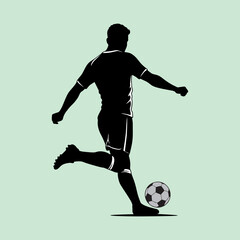 vector illustration of a silhouette of a football player kicking a ball during a match