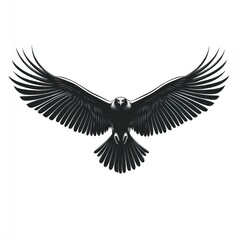 Obraz premium Majestic eagle in flight, wings spread wide, against a white background, ideal for power/freedom imagery