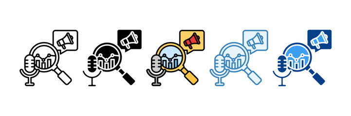 Podcast Advertising  Icon Set Multiple Style Collection