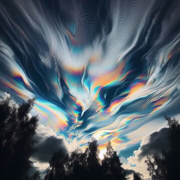 a sky with unusual iridescent clouds