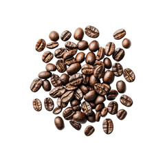 Naklejka premium Aromatic Roasted Coffee Beans Scattered on Transparent Background