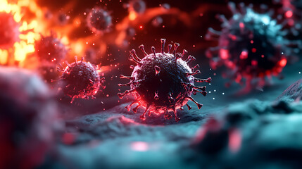 Analyzing covid-19 virus structures laboratory digital art scientific environment close-up microbiology concepts