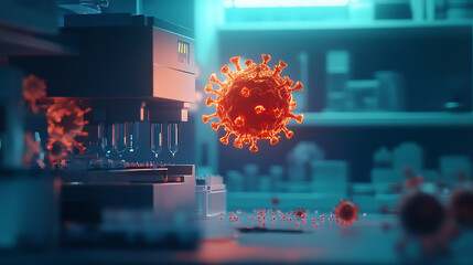 Obraz premium Covid-19 virus research laboratory digital visualization scientific environment close-up view health concept