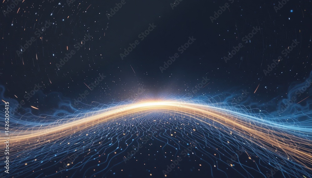 Aufkleber dynamic energy wave motion digital space abstract visual dark environment wide angle view concept of