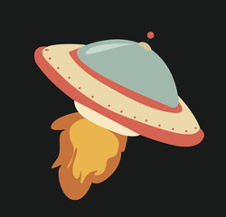 UFO Flying Spaceship with Rays of Light