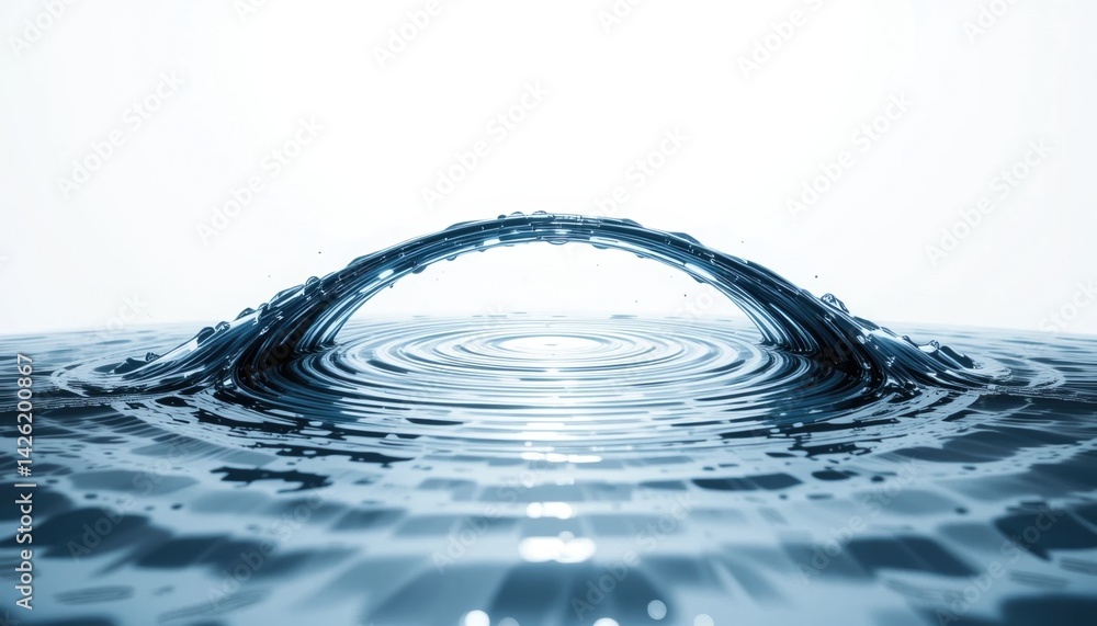 Poster water droplet impact creating ripples tranquil surface abstract photography calm environment close-u