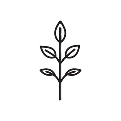 Minimal potted plant icon with leaves in line art style, vector illustration representing nature, eco growth, gardening, home decor, and green lifestyle