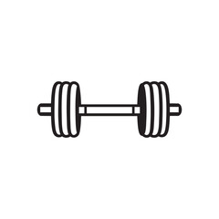 Minimal dumbbell icon in line art style, vector fitness and gym equipment illustration for workout, bodybuilding, strength, and healthy lifestyle concepts