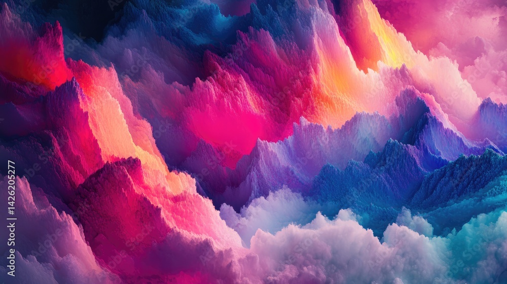 Poster A series of bright abstract edges in vivid colors, blending into a soft background, creating a bold and dynamic visual effect for design purposes