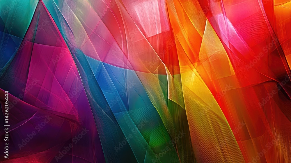 Poster A series of bright abstract edges in vivid colors, blending into a soft background, creating a bold and dynamic visual effect for design purposes