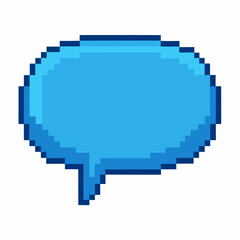 Fototapeta premium Pixel Art Blue Speech Bubble Icon Isolated on White Background for Digital Communication